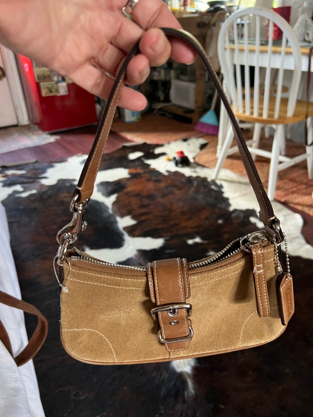 Vintage Coach Mini Demi Buckle suede purse ! Style 7558